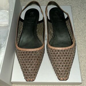 Brunello Cucinelli Caged Monili Pointed Toe Slingback sz 39